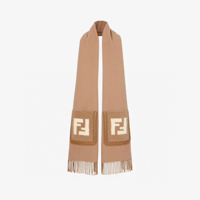 Fendi FF Brown Wool And Cashmere Blend Scarf #nigo96771