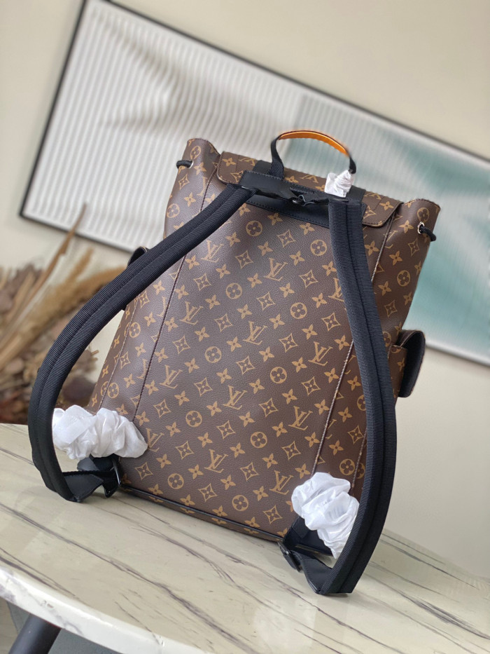 Louis Vuitton Christopher Leather Printed Buckle Backpack Bag #nigo22164
