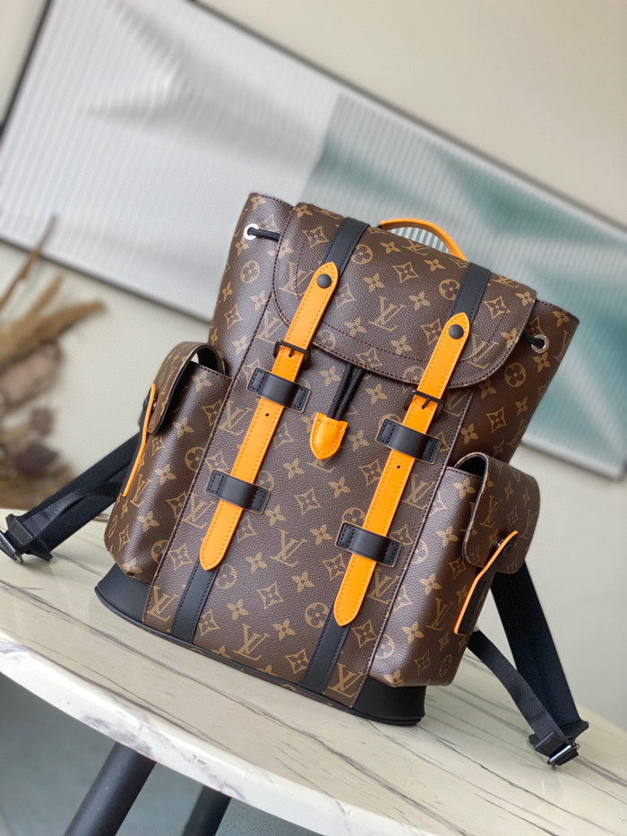 Louis Vuitton Christopher Leather Printed Buckle Backpack Bag #nigo22164