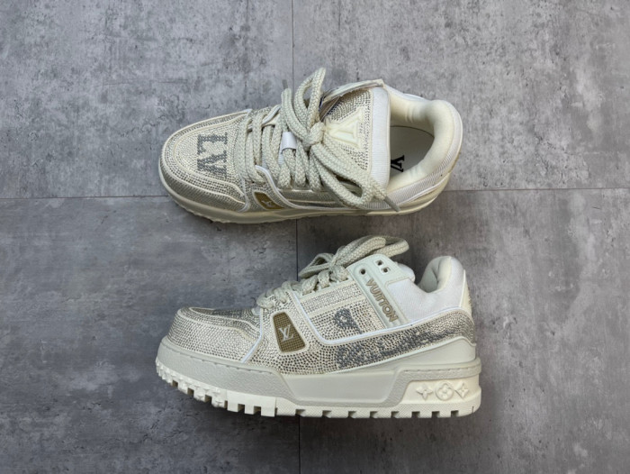 Louis Vuitton Trainer Maxi Lace Up Bright Diamond Casual Board Shoes #nigo22163