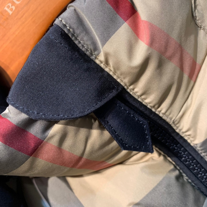 Burberry Checkered Striped Hooded Down Jacket #nigo22161
