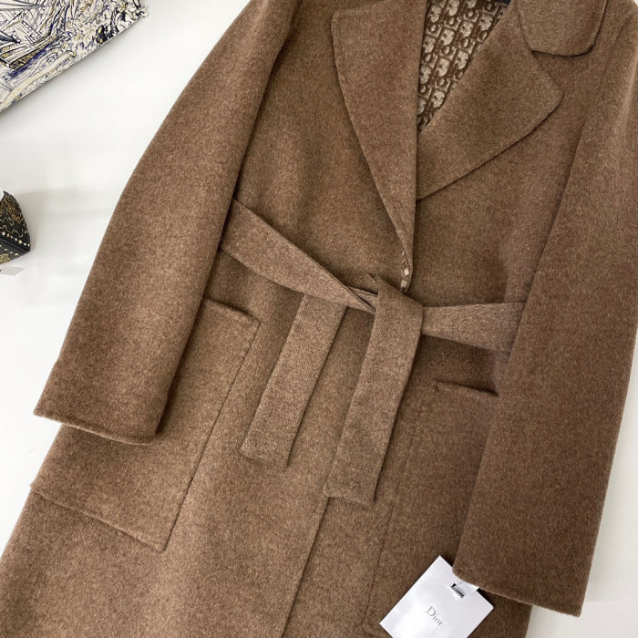 Dior Coffee Printed Long Coat Jacket #nigo22153