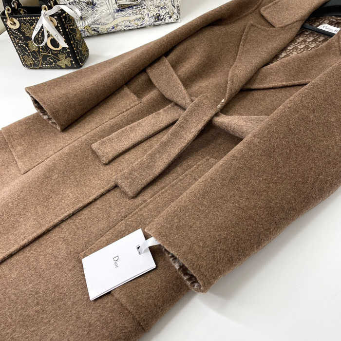 Dior Coffee Printed Long Coat Jacket #nigo22153