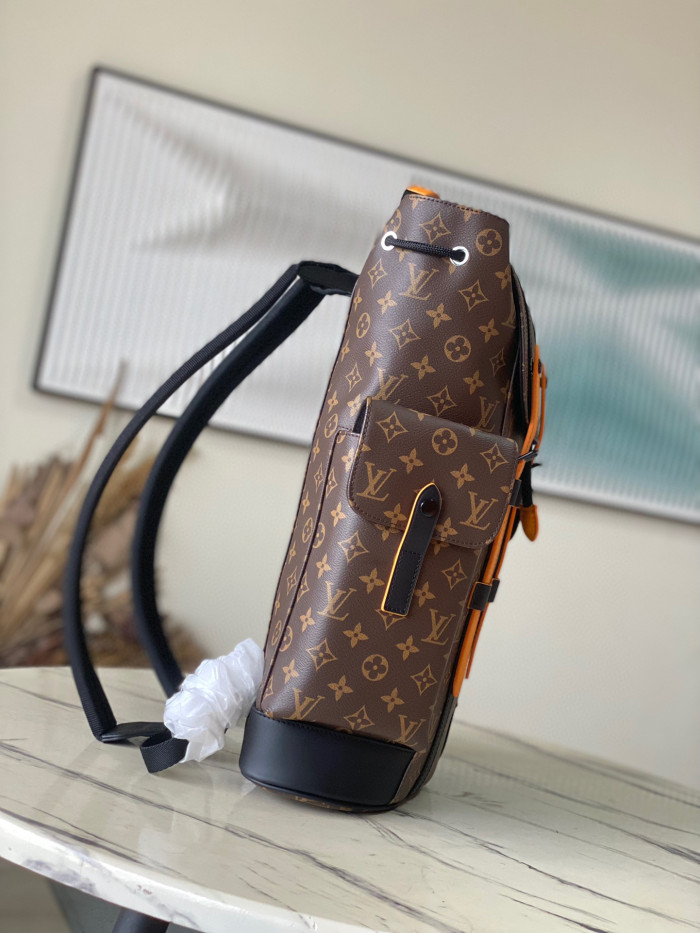 Louis Vuitton Christopher Leather Printed Buckle Backpack Bag #nigo22164