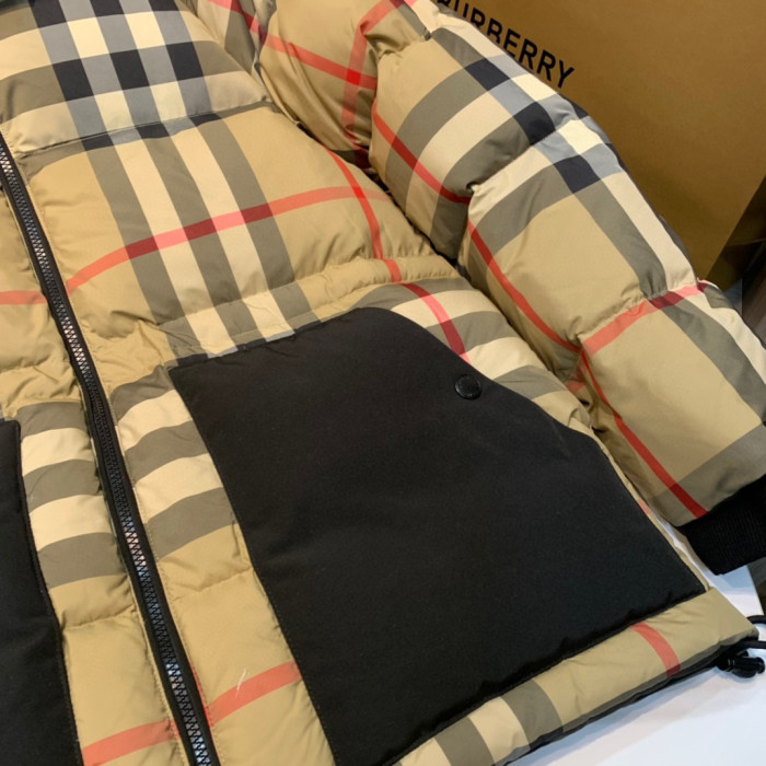 Burberry Checkered Striped Hooded Down Jacket #nigo22161