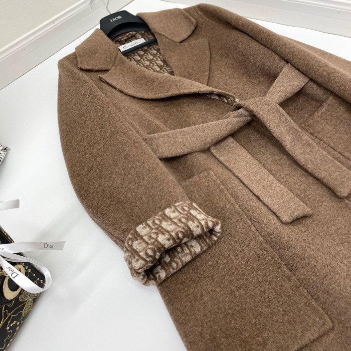 Dior Coffee Printed Long Coat Jacket #nigo22153