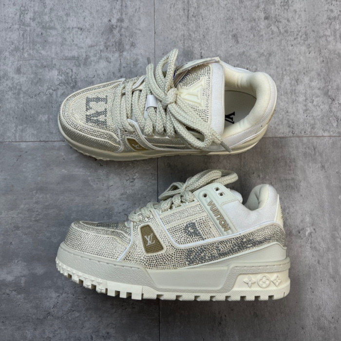 Louis Vuitton Trainer Maxi Lace Up Bright Diamond Casual Board Shoes #nigo22163