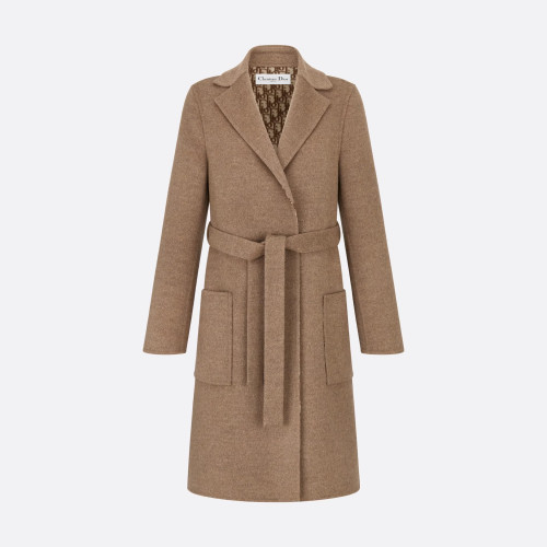 Dior Coffee Printed Long Coat Jacket #nigo22153