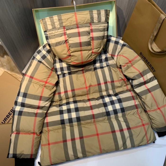 Burberry Checkered Striped Hooded Down Jacket #nigo22161
