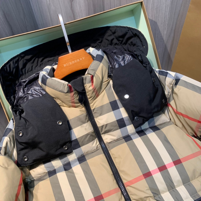 Burberry Checkered Striped Hooded Down Jacket #nigo22161