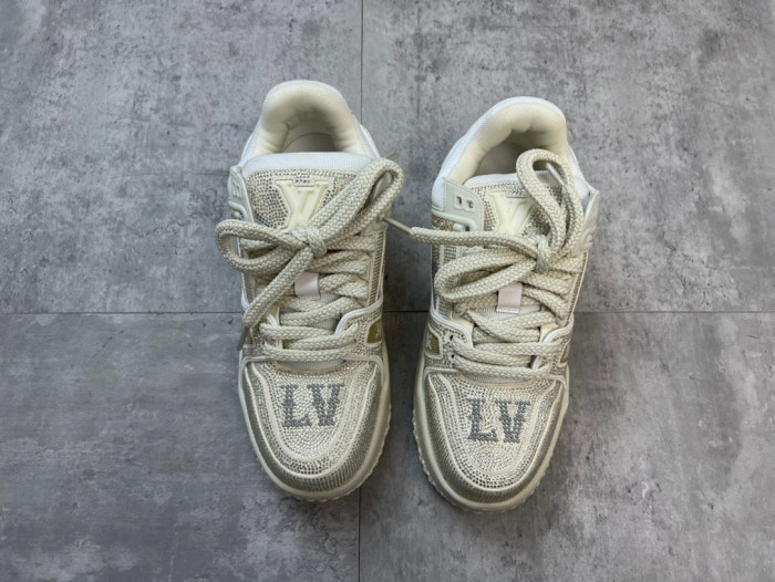 Louis Vuitton Trainer Maxi Lace Up Bright Diamond Casual Board Shoes #nigo22163