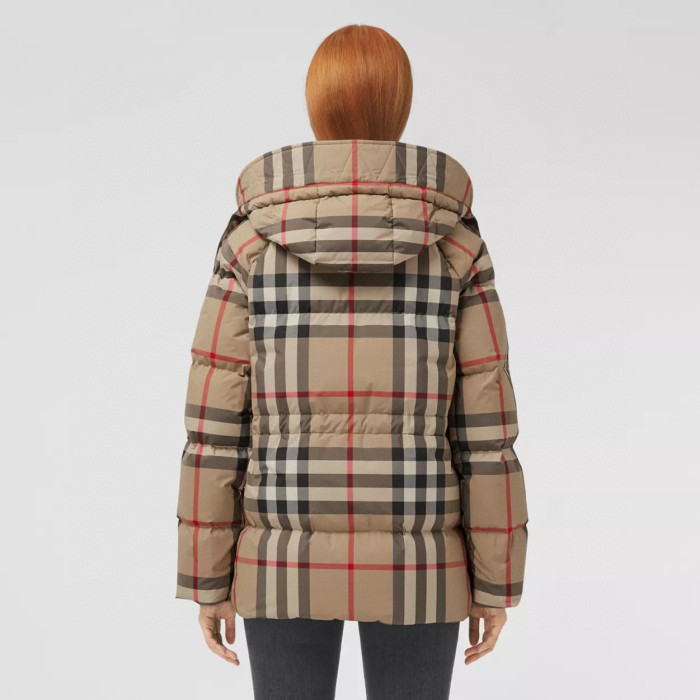 Burberry Checkered Striped Hooded Down Jacket #nigo22161
