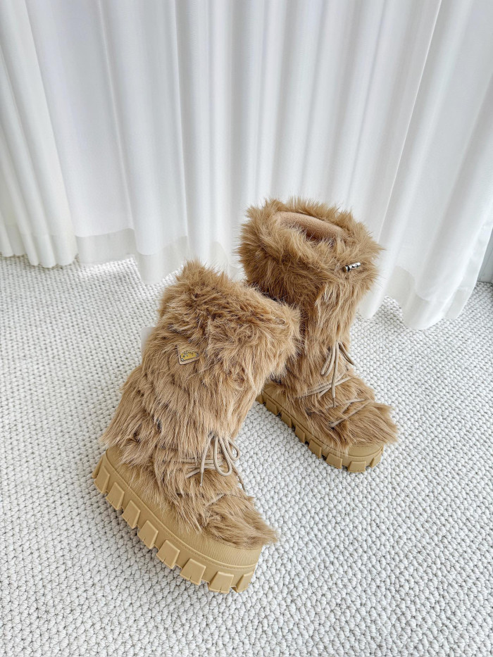 Prada Shearling Apres-Ski Boots Shoes #nigo96776