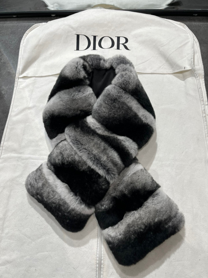 Dior Striped Rex Rabbit Fur Scarf Ngvp #nigo6872