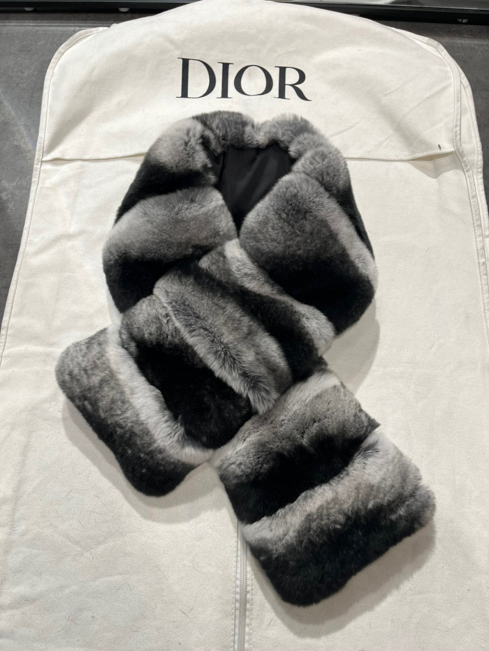 Dior Striped Rex Rabbit Fur Scarf Ngvp #nigo6872