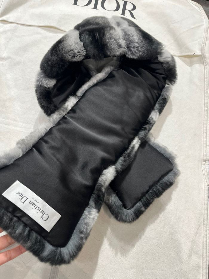 Dior Striped Rex Rabbit Fur Scarf Ngvp #nigo6872