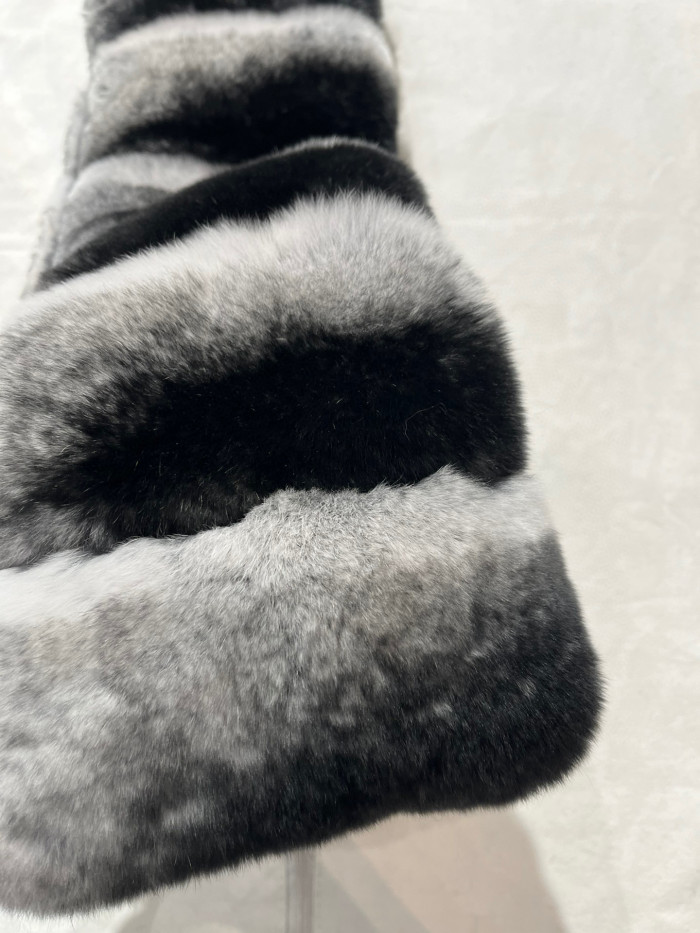 Dior Striped Rex Rabbit Fur Scarf Ngvp #nigo6872
