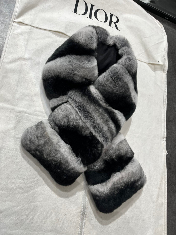 Dior Striped Rex Rabbit Fur Scarf Ngvp #nigo6872