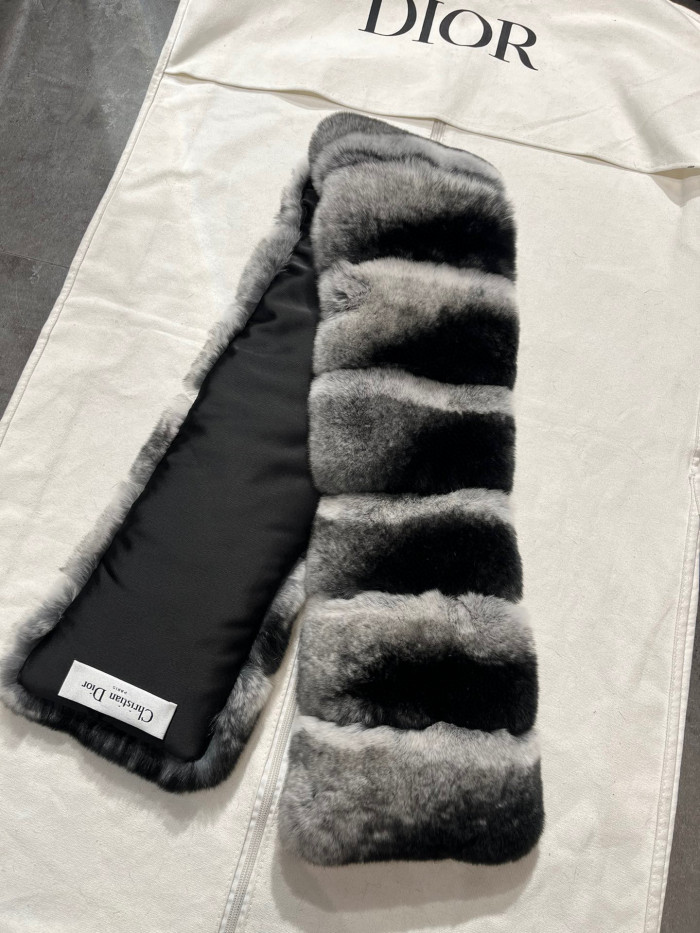 Dior Striped Rex Rabbit Fur Scarf Ngvp #nigo6872