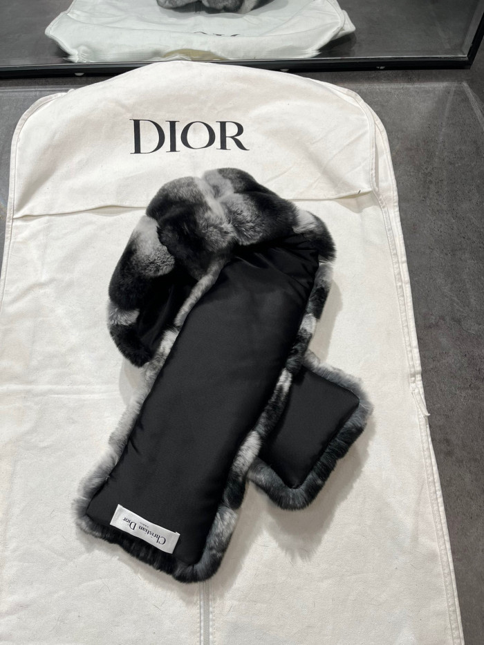 Dior Striped Rex Rabbit Fur Scarf Ngvp #nigo6872
