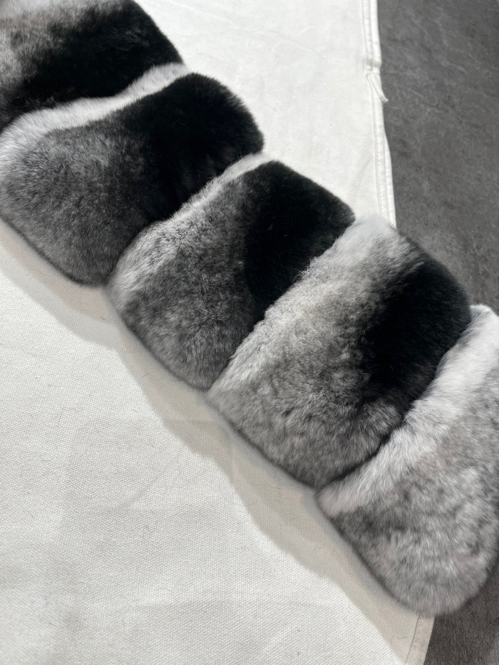 Dior Striped Rex Rabbit Fur Scarf Ngvp #nigo6872