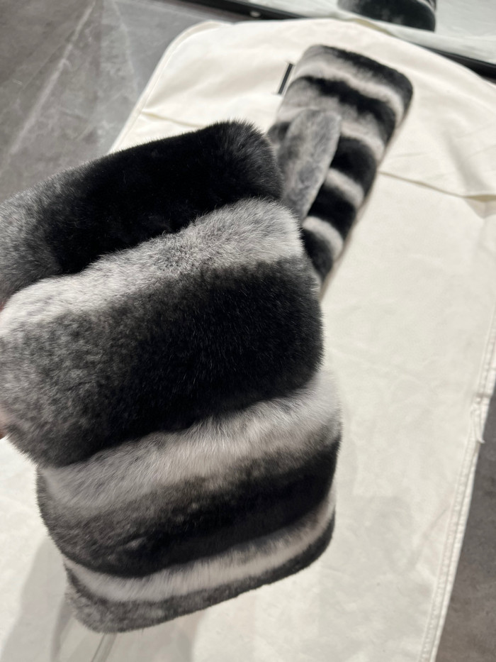 Dior Striped Rex Rabbit Fur Scarf Ngvp #nigo6872