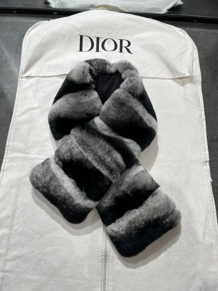 Dior Striped Rex Rabbit Fur Scarf Ngvp #nigo6872