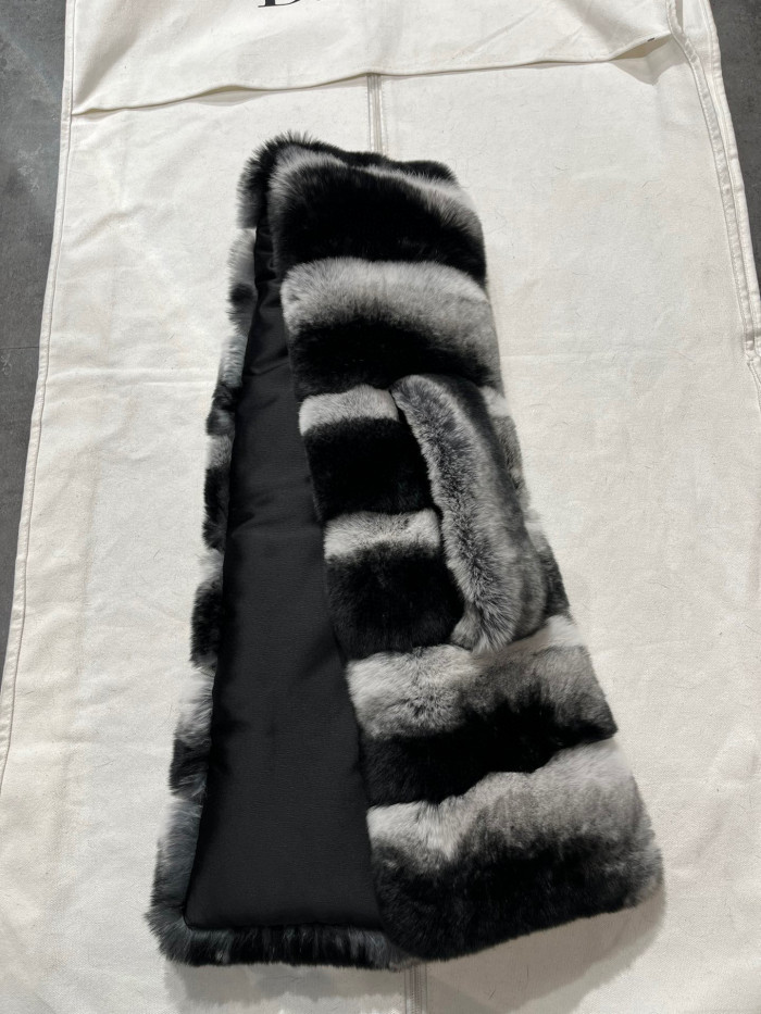 Dior Striped Rex Rabbit Fur Scarf Ngvp #nigo6872