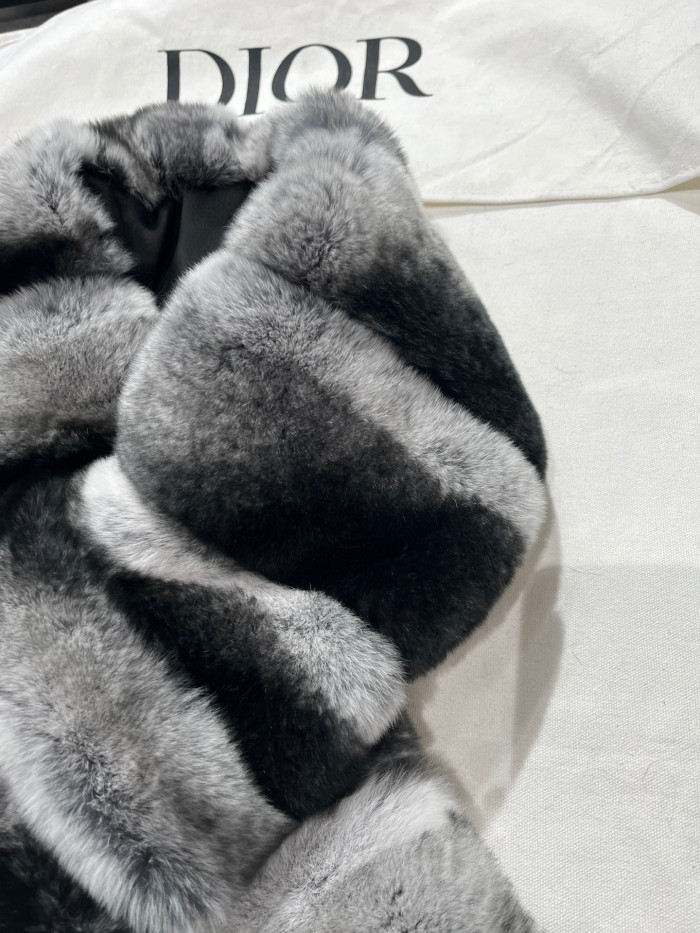 Dior Striped Rex Rabbit Fur Scarf Ngvp #nigo6872