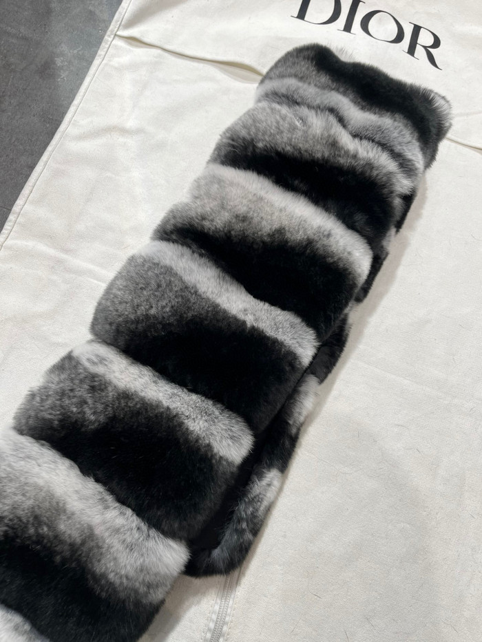 Dior Striped Rex Rabbit Fur Scarf Ngvp #nigo6872