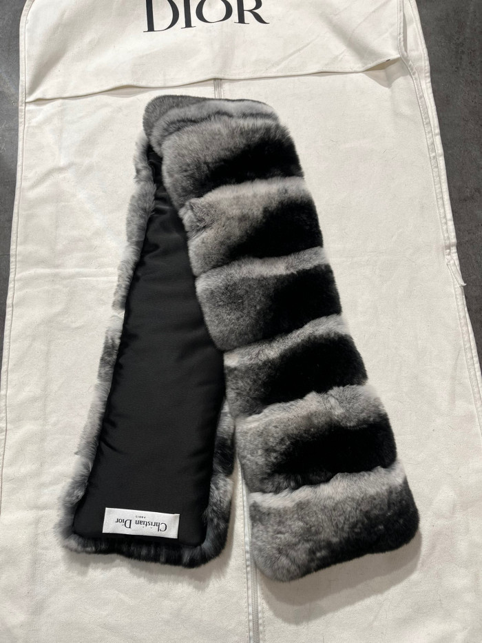 Dior Striped Rex Rabbit Fur Scarf Ngvp #nigo6872