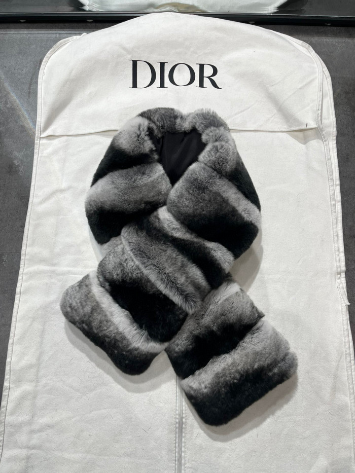 Dior Striped Rex Rabbit Fur Scarf Ngvp #nigo6872