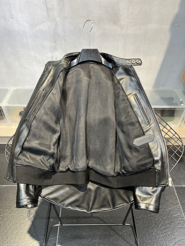 NIGO Men's Winter Solid Color Long-sleeved Fitted Zipper Leather Jacket Ngvp #nigo6925
