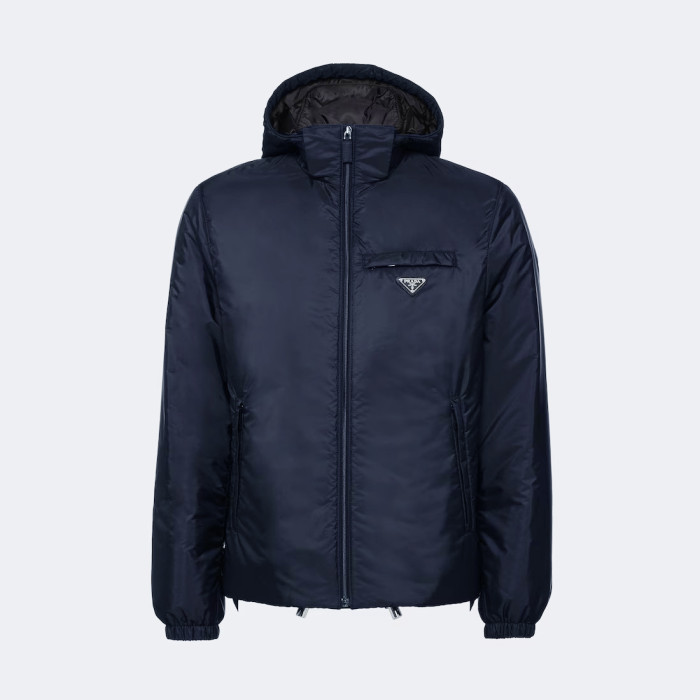 NIGO Prada Men's Fall/Winter Hooded Zipper Solid Color Re-Nylon Puffer Jacket #nigo96855