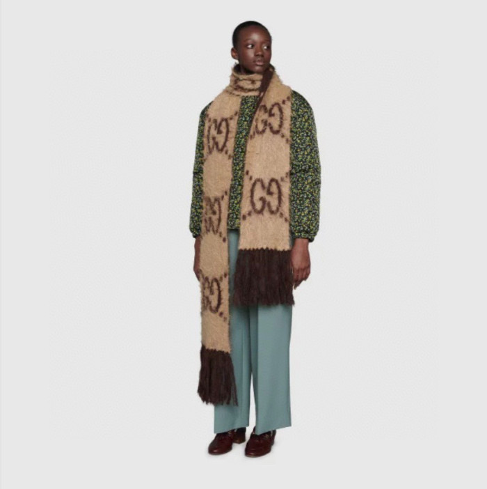 NIGO Gucci Men's and Women's GG Mohair Wool Blend Fringe Scarf #nigo96862
