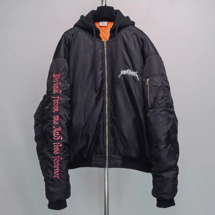 NIGO Vetements Men's Fall And Winter Black Embroidered Cotton Long Sleeve Loose Down Jacket Ngvp #nigo6926