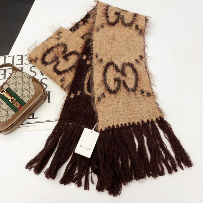 NIGO Gucci Men's and Women's GG Mohair Wool Blend Fringe Scarf #nigo96862