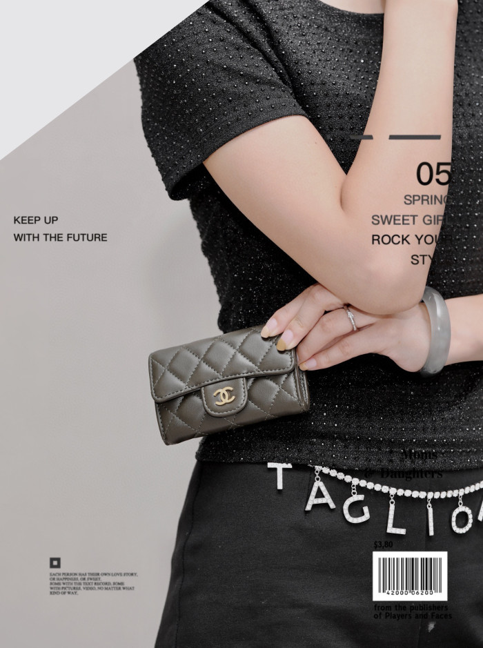 Chanel Leather Plaid Mini Wallet Bag #nigo21863