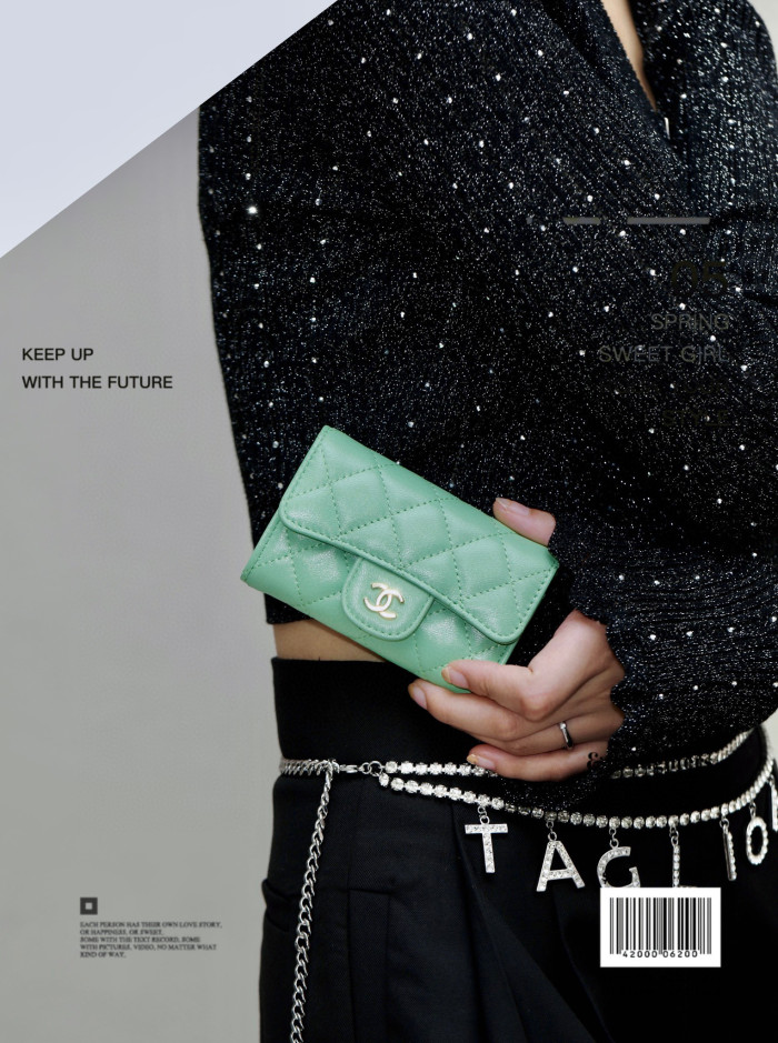 Chanel Leather Plaid Mini Wallet Bag #nigo21863