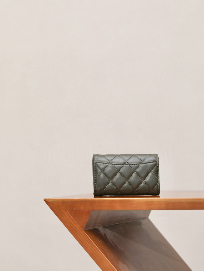 Chanel Leather Plaid Mini Wallet Bag #nigo21863