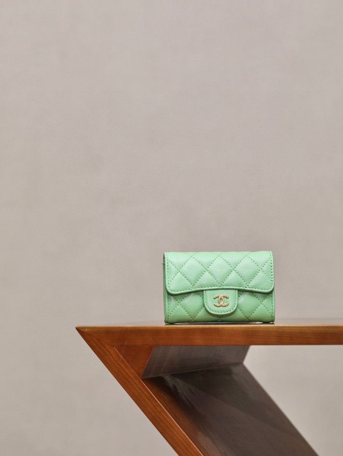 Chanel Leather Plaid Mini Wallet Bag #nigo21863
