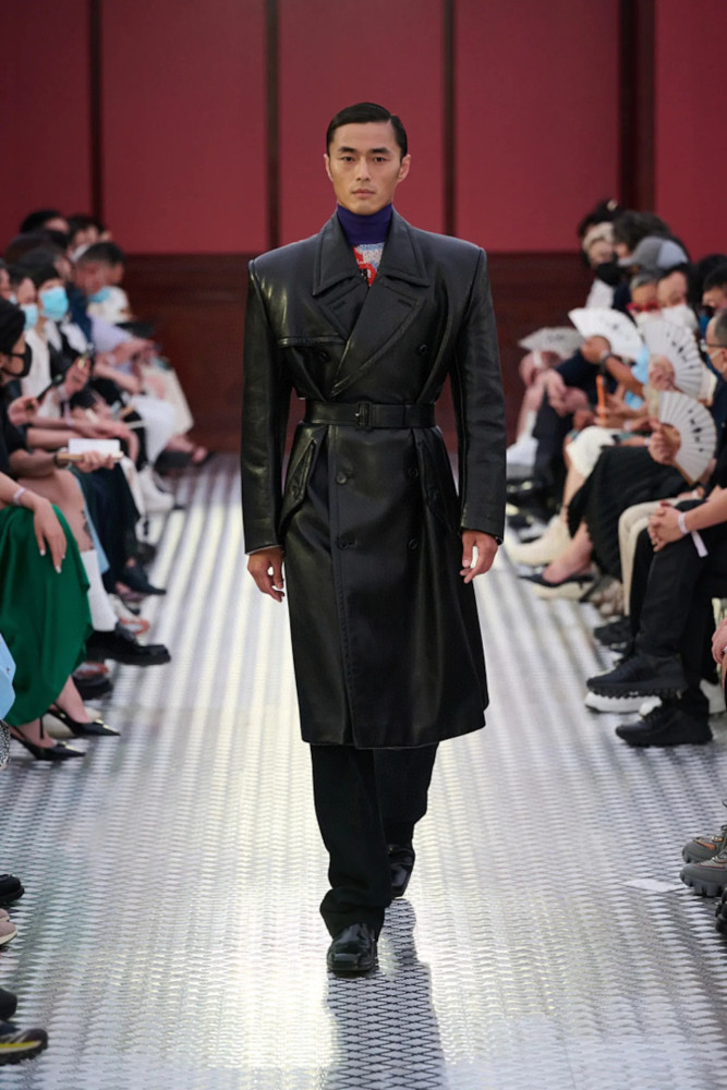 NIGO Prada Men's Winter Long Leather Belted Tie Coat Jacket #nigo96928
