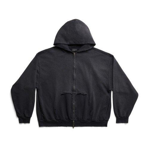 NIGO Balenciaga Men's Tape Type Ripped Pocket Oversized Fit Zip Hooded Sweatshirt Pullover #nigo96961