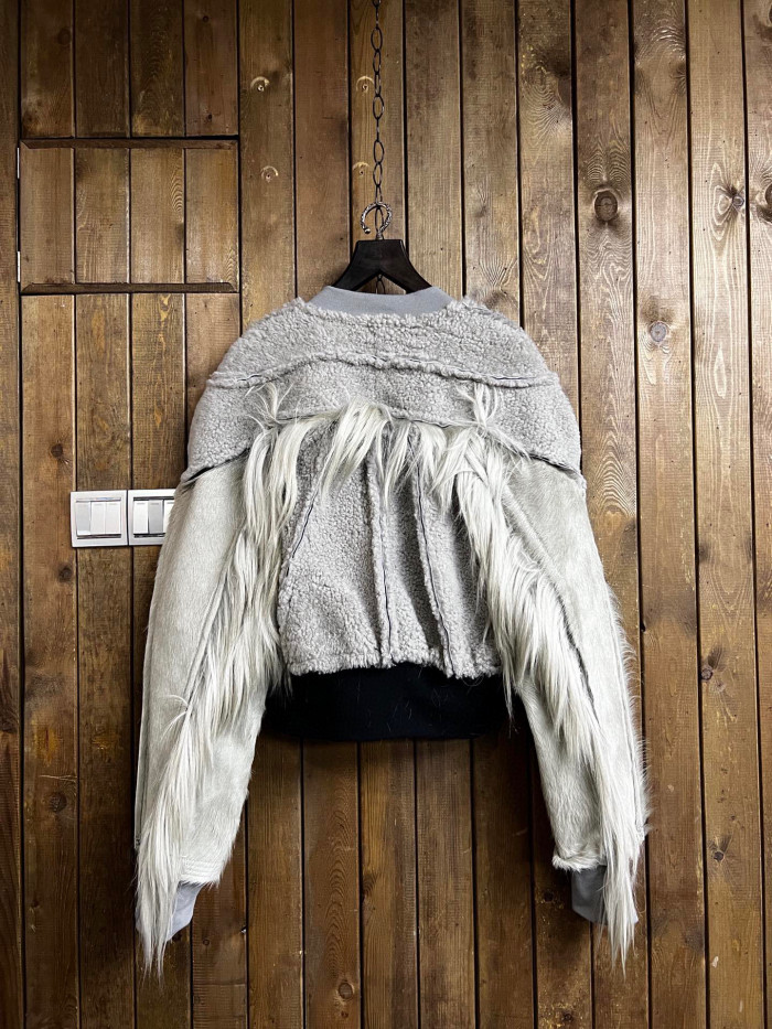 NIGO Rick Owens Men's Autumn And Winter Solid Color Fitted Zipper Short Long Sleeve Fur Jacket Ngvp #nigo6965