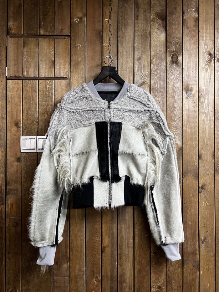 NIGO Rick Owens Men's Autumn And Winter Solid Color Fitted Zipper Short Long Sleeve Fur Jacket Ngvp #nigo6965