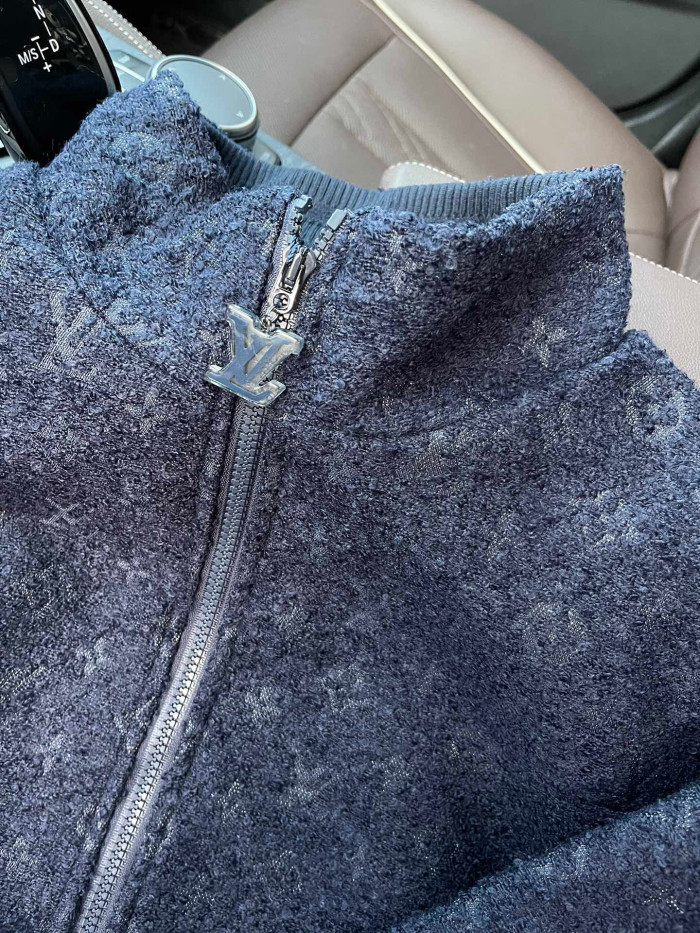 Louis Vuitton Monogram Sheep's Wool And Tweed Zip-up Belted Jacket #nigo96733