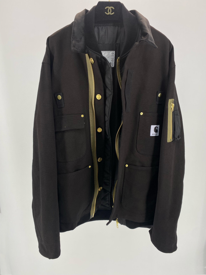 NIGO Sacai Carhartt WIP Canvas x MA-1 Jacket Michigan Men's Fall And Winter Loose Casual Fake Two Pieces Splicing Jacket #nigo96979