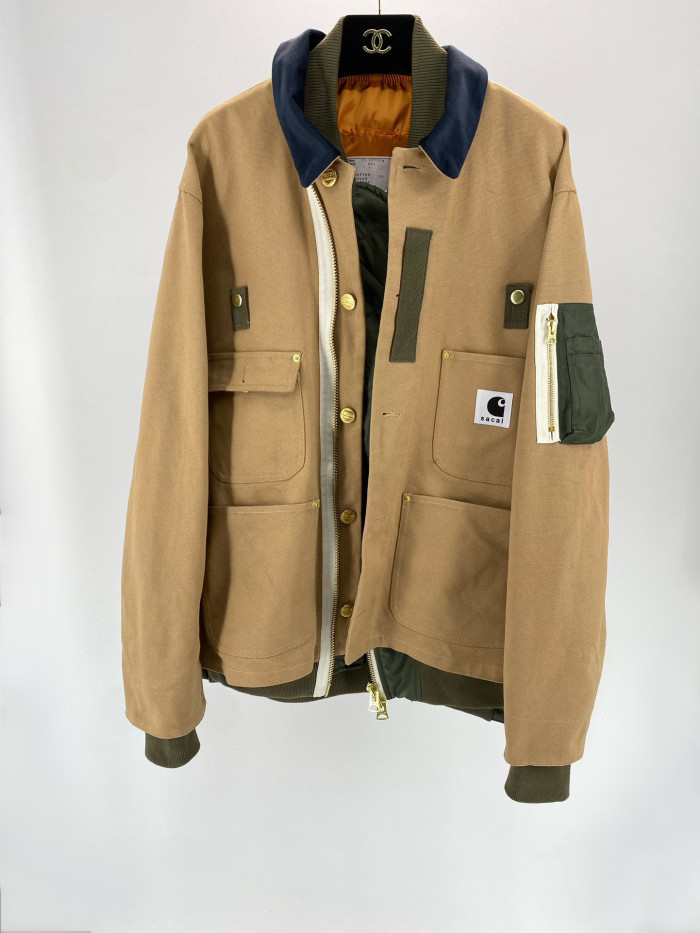 NIGO Sacai Carhartt WIP Canvas x MA-1 Jacket Michigan Men's Fall And Winter Loose Casual Fake Two Pieces Splicing Jacket #nigo96979