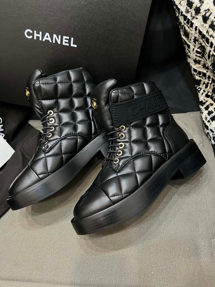 NIGO Chanel Women's Winter Lattice Shape Bread Leather Boots Shoes #nigo96981