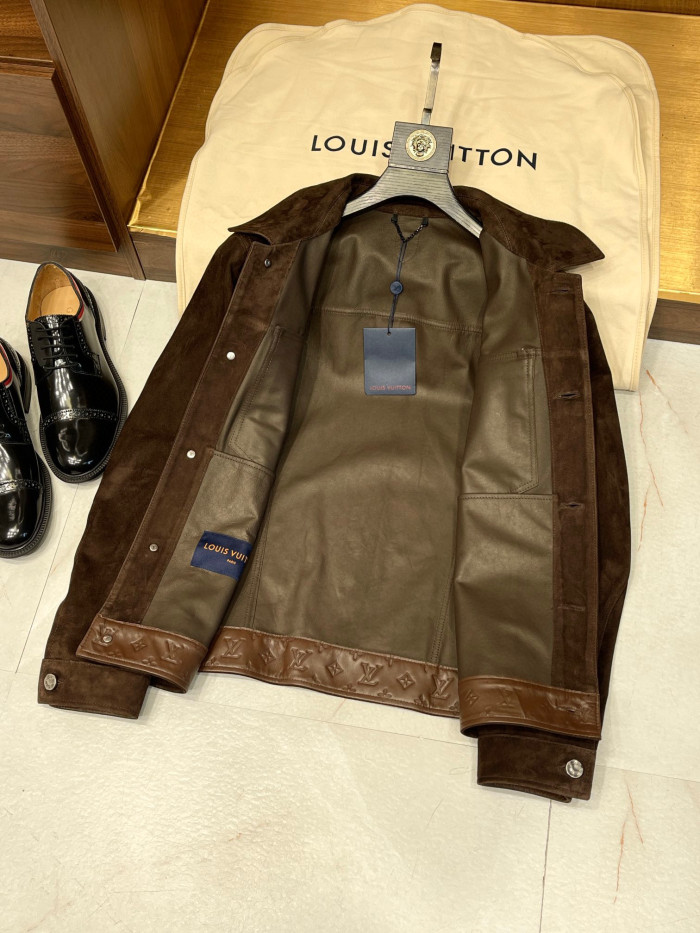 NIGO Louis Vuitton Men's Fall/Winter Dark Brown Loose Suede Denim Jacket #nigo96992